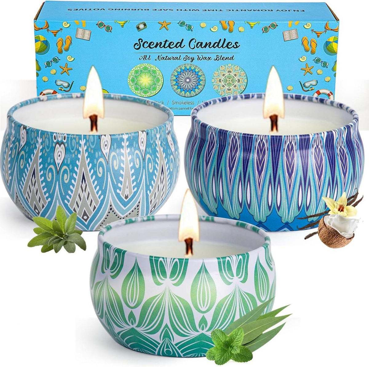 Yinuo Mirror Duftkerzen Geschenkset 3er Pack Sojawachs Aromatherapie