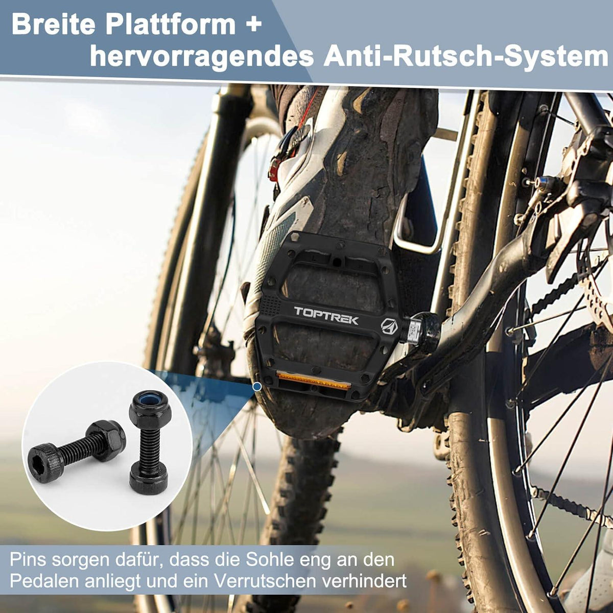 Fahrradpedale StVZO Reflektoren MTB Nylon 3 Lager rutschfest 9/16 Zoll