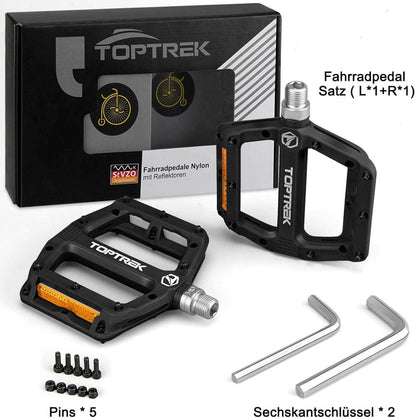 Fahrradpedale StVZO Reflektoren MTB Nylon 3 Lager rutschfest 9/16 Zoll