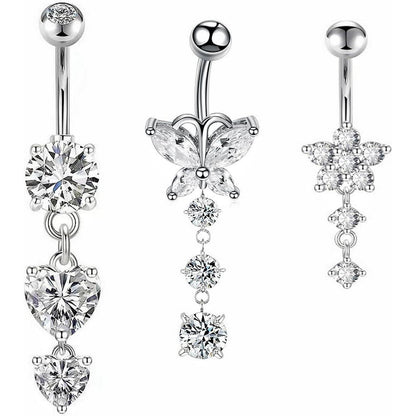 Bauchnabelpiercing 3er Set, Hypoallergener Edelstahl, Silber