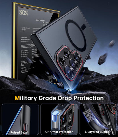 Samsung Galaxy S24 Ultra Hülle mit Magnetring und Kameradeckel