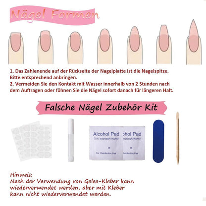 24 Press On Nails Kurz - Glänzend Weiß | Falsche Nägel Aufkleben
