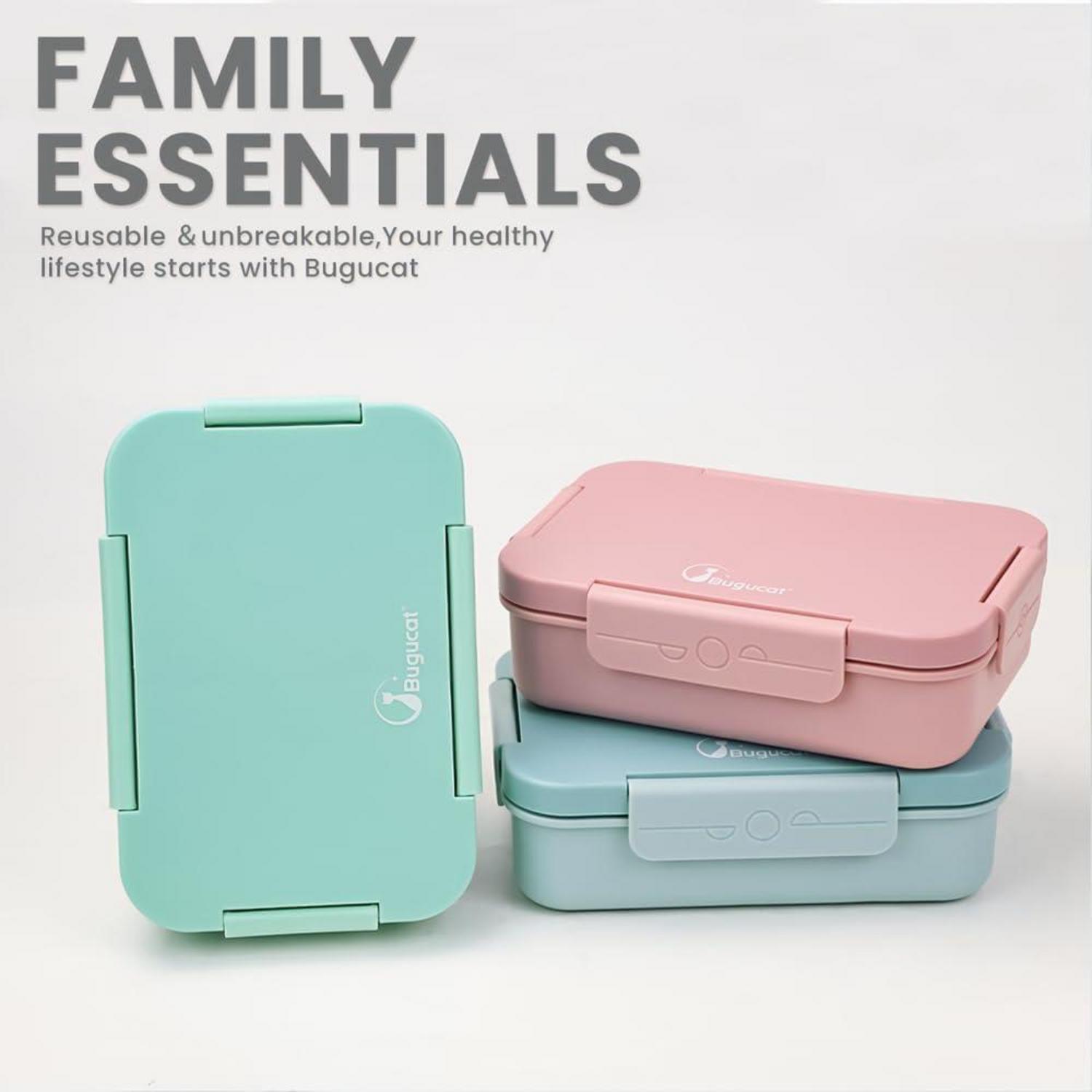 Lunchbox Kinder 1300ML 2Set mit 5 Fächern Bento Box Besteckset