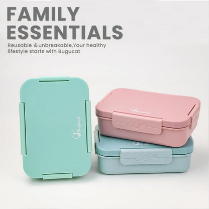 Lunchbox Kinder 1300ML 2Set mit 5 Fächern Bento Box Besteckset