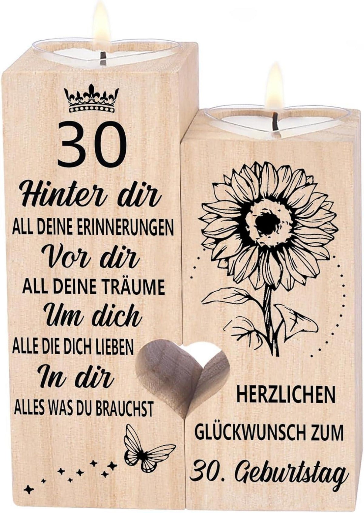Kerzenhalter Holz Deko 30. Geburtstag Geschenk Frau Schwester Freundin