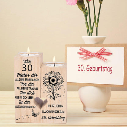 Kerzenhalter Holz Deko 30. Geburtstag Geschenk Frau Schwester Freundin