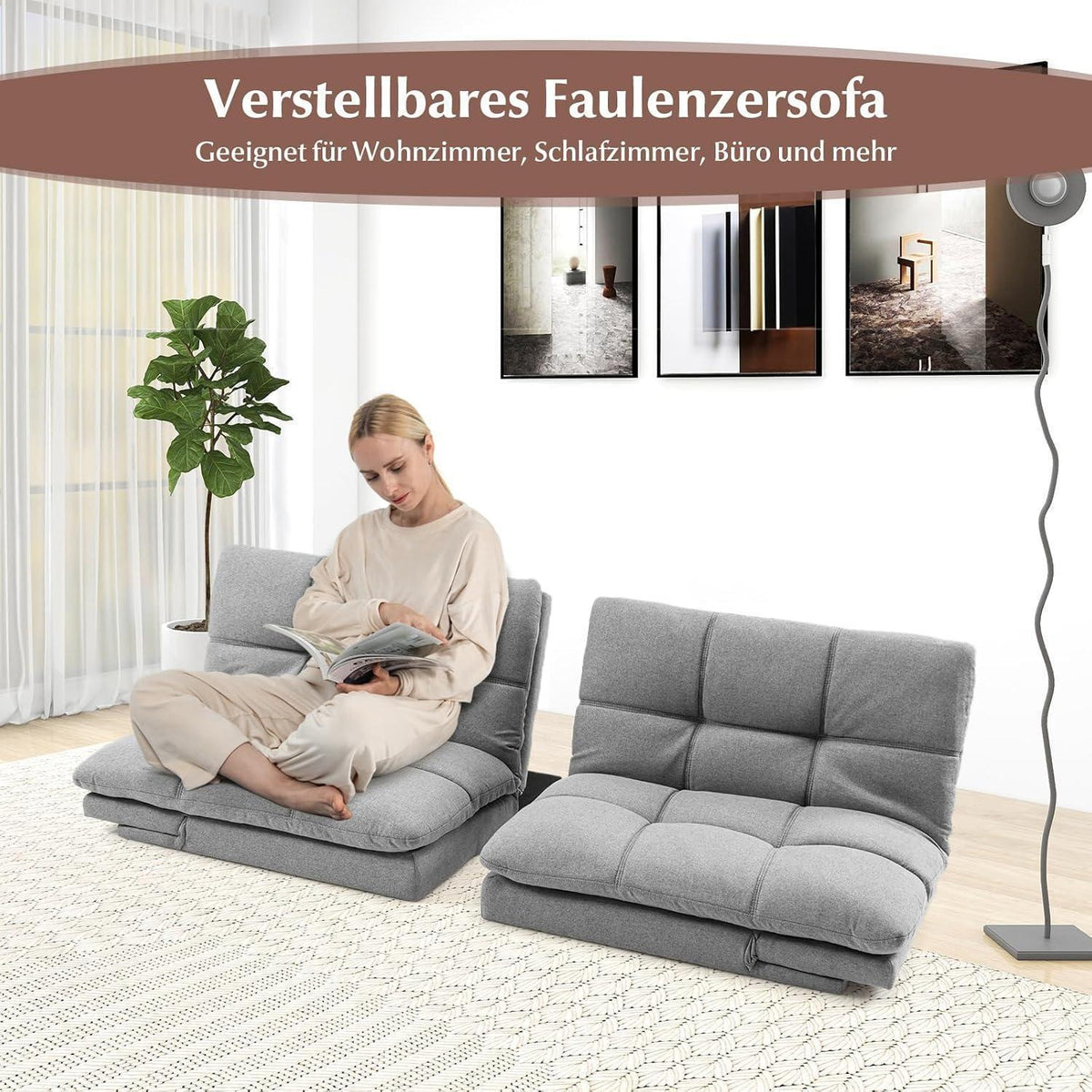 GOPLUS Schlafsofa 2-Sitzer mit verstellbarer Rückenlehne