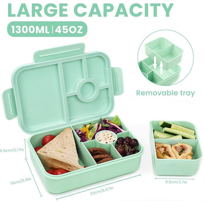 Bugucat Lunchbox Kinder mit Besteckset, 1300ml, BPA-frei