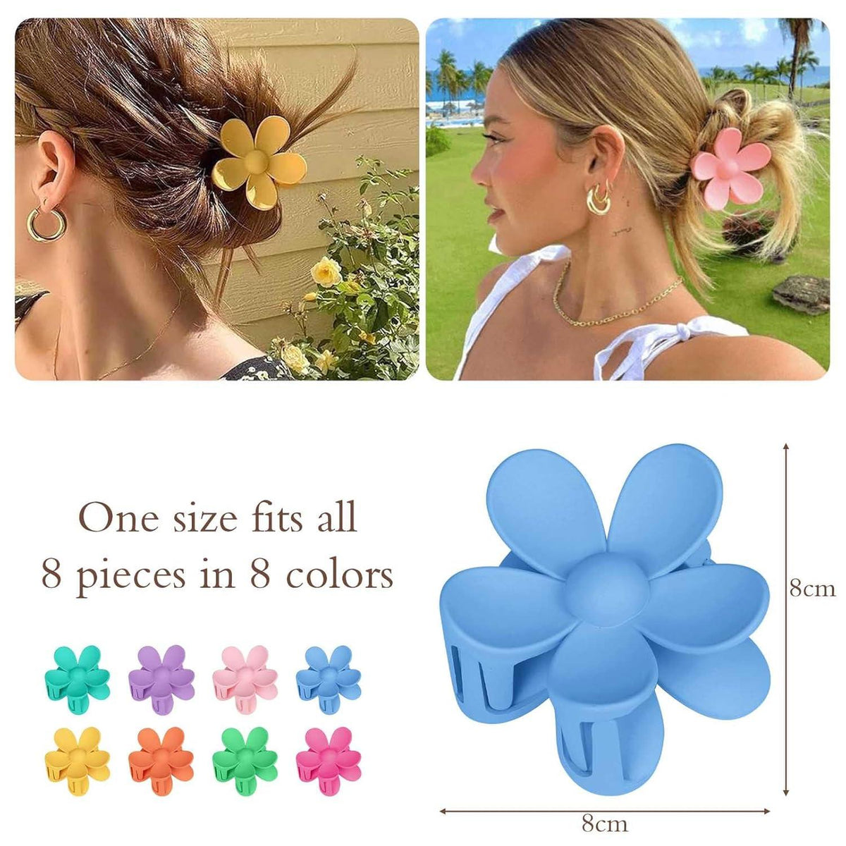 Haarklammer Blume Groß 8 Stück Blumen Haarspange Kunststoff Damen