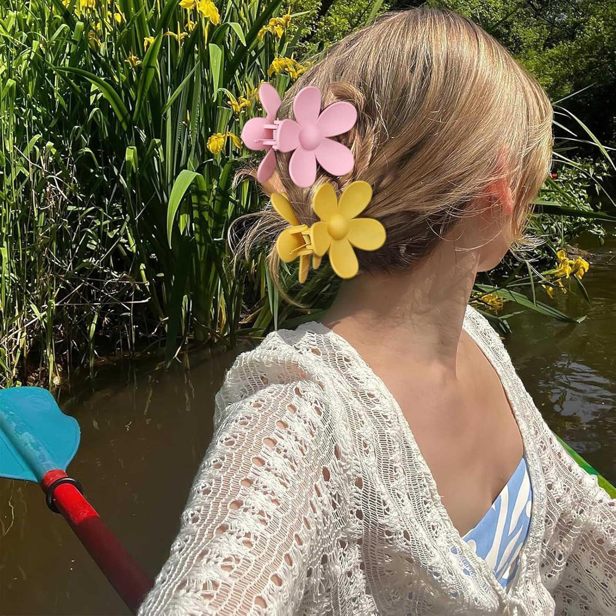 Kavya Haarklammer Blume Groß Rutschfest 8 Stück Damen Flower Hair Clip