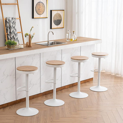 YOUNIKE Barhocker 2er Set Weiß Holz, Höhenverstellbar & Schwenkbar