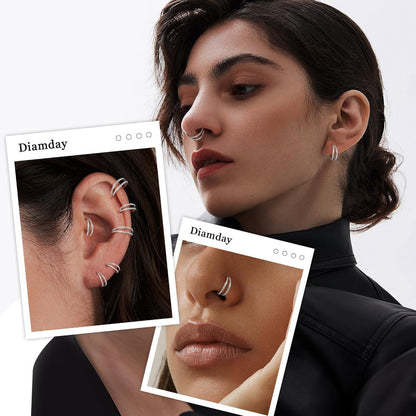 Nasenring Hoop mit Zirkonia, 316L Chirurgenstahl, 18G/20G