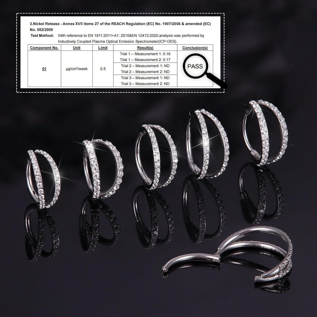 Nasenring Hoop mit Zirkonia, 316L Chirurgenstahl, 18G/20G