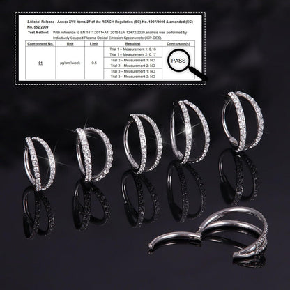 Nasenring Hoop mit Zirkonia, 316L Chirurgenstahl, 18G/20G