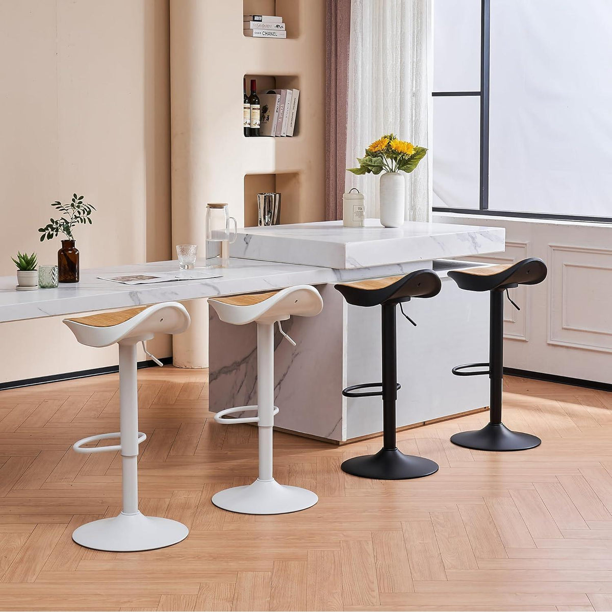YOUNIKE Barhocker 2er Set, Höhenverstellbar & 360° Drehbar