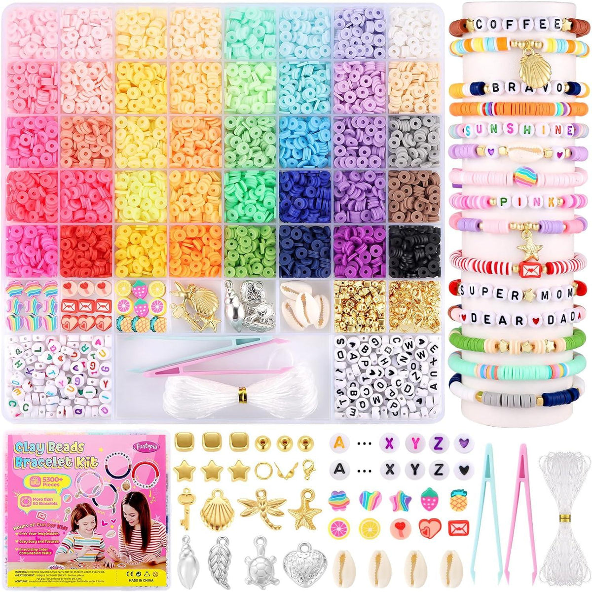 DIY Perlen Armband Set Heishi Buchstaben Clay Herz Metall Anleitung