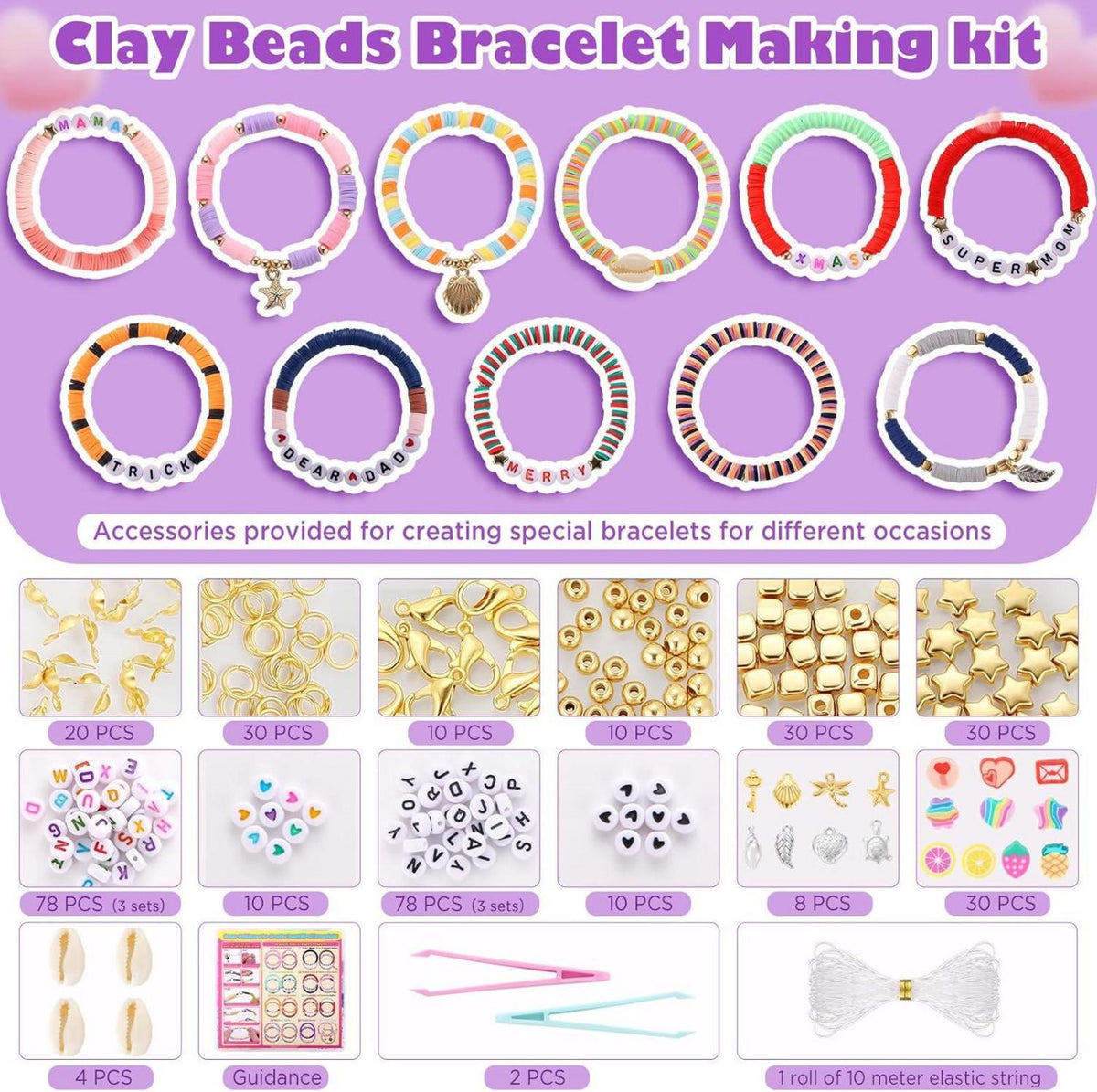 DIY Perlen Armband Set Heishi Buchstaben Clay Herz Metall Anleitung