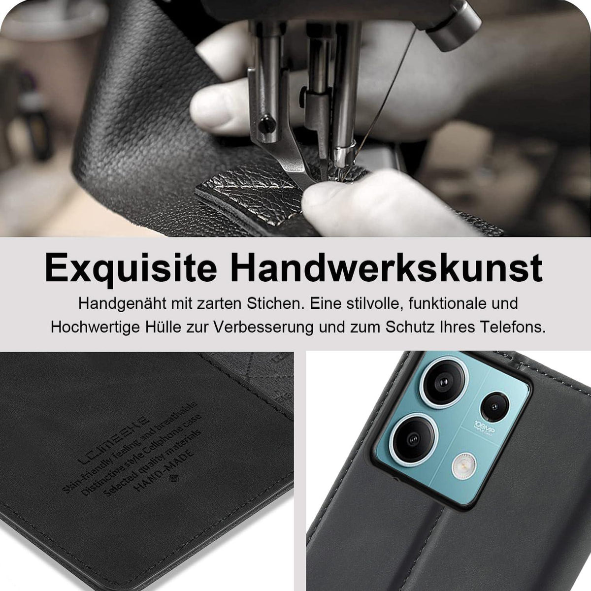 Handyhülle für Xiaomi Redmi Note 13 5G Leder Klappbar Magnet