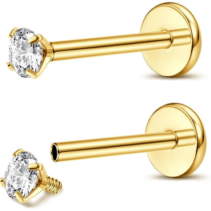Titan Piercing Set 2er-Pack – Labret, Lippen, Nasen, Ohrstecker