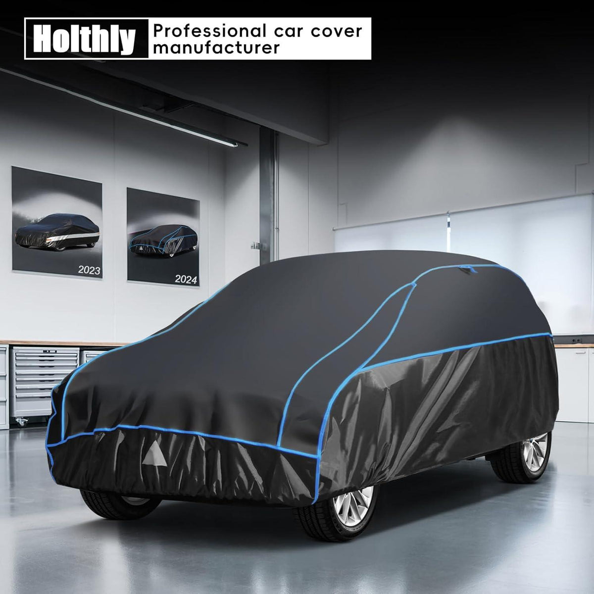 Hagelschutzplane Auto PKW SUV Jeep 4x4 485-510 cm Schwarz A8