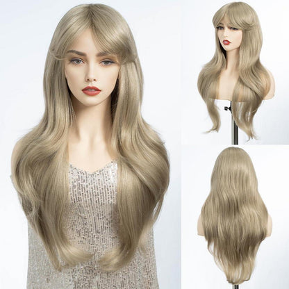 Lange blonde Perücke mit Pony – Hitzebeständig & Vielseitig