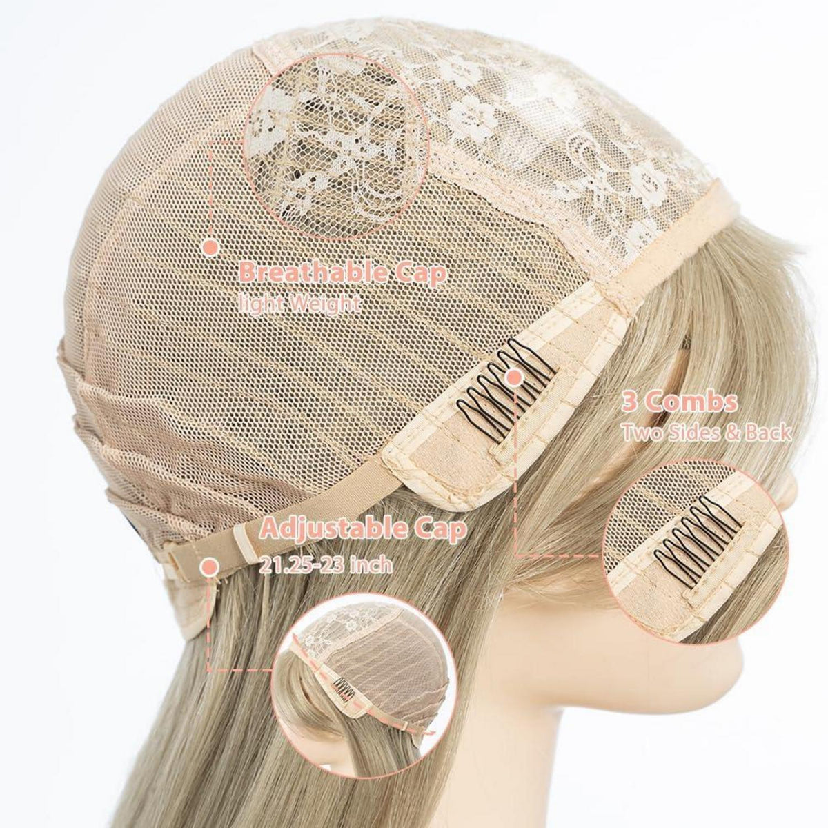 Lange blonde Perücke mit Pony – Hitzebeständig & Vielseitig