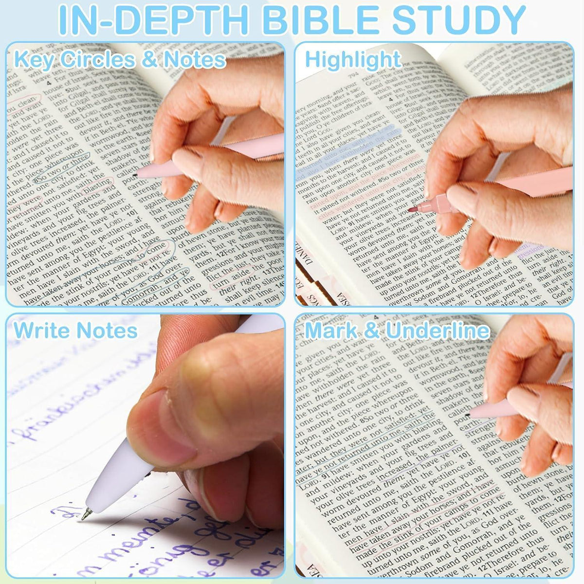 Bibel-Set: Textmarker, Stifte & Tabs für Bibelstudium