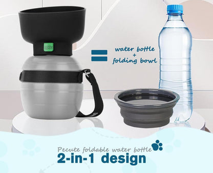 Trinkflasche Hunde Silikon Hund Wasserflasche Faltbar 350ml Grau