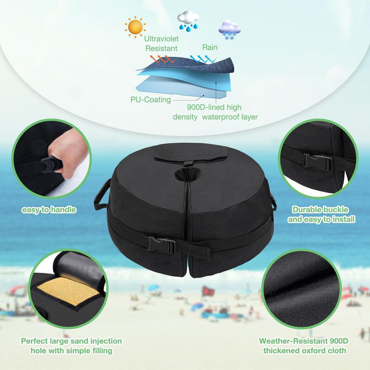 Patio Plus Runder Kegelstumpf Sandsäcke wasserdicht 900D-Gewebe
