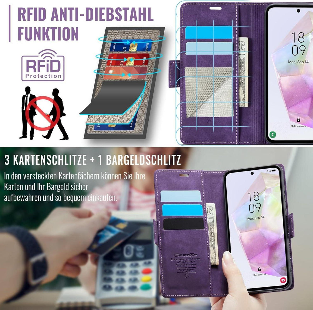 Samsung Galaxy A35 5G Hülle Klappbar PU Leder RFID Schutz