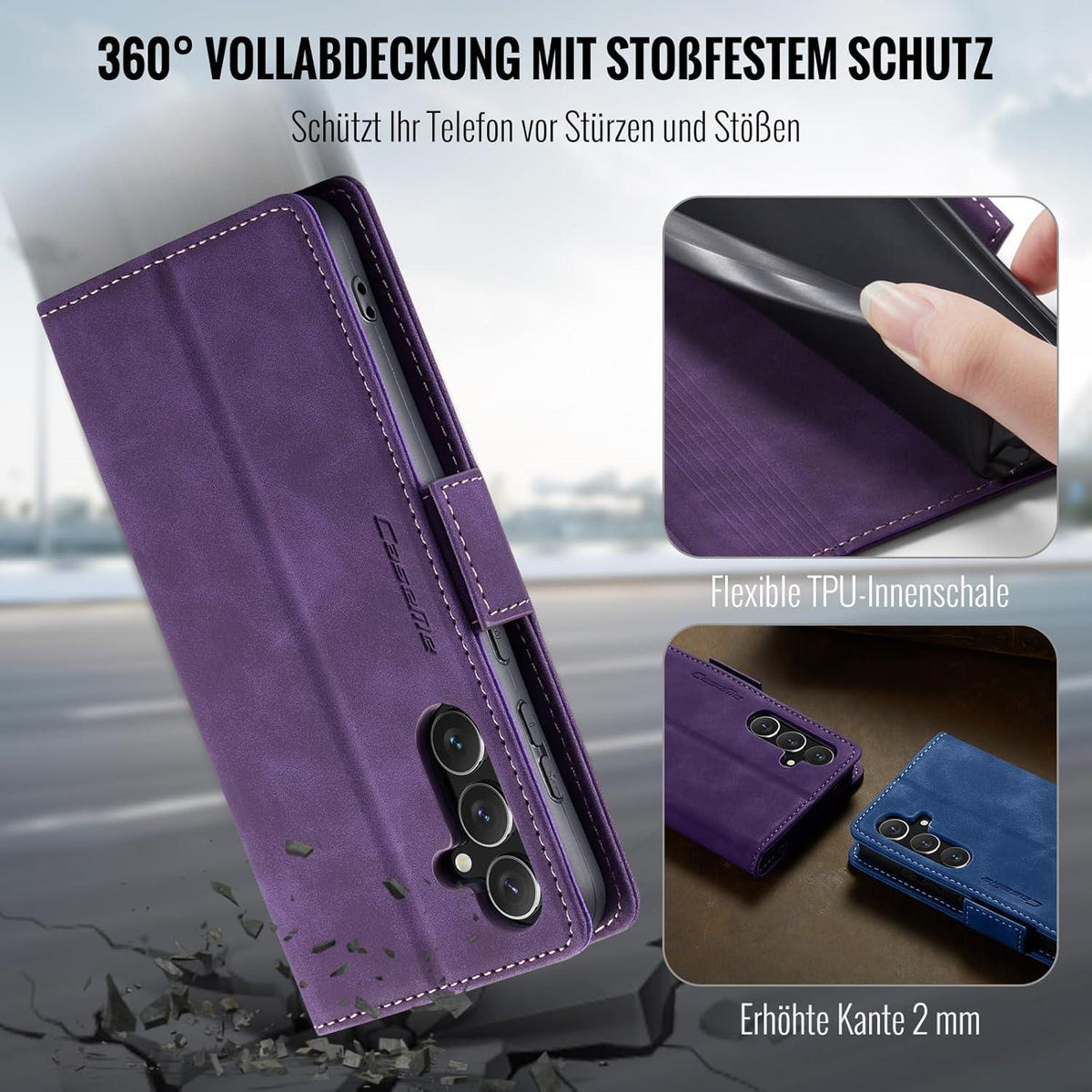 Samsung Galaxy A35 5G Hülle Klappbar PU Leder RFID Schutz lila