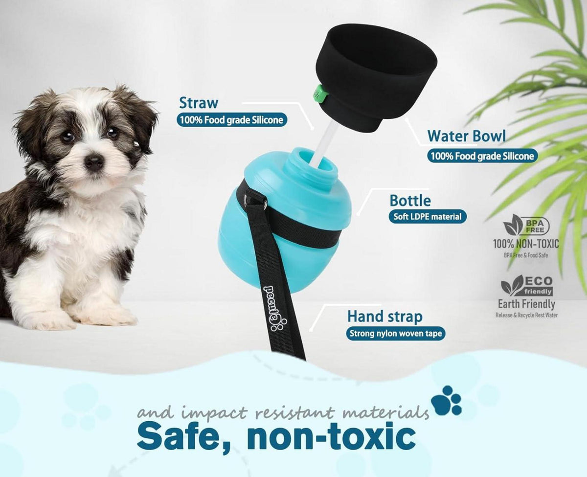 pecute Silikon Trinkflasche Hunde Untewegs Blau 350 ml