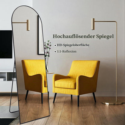 Gewölbter Ganzkörperspiegel Schwarz – Stehspiegel 147x44cm