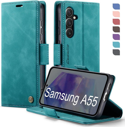 Samsung Galaxy A55 5G Handyhülle Klappbar PU Leder RFID Schutz Grün
