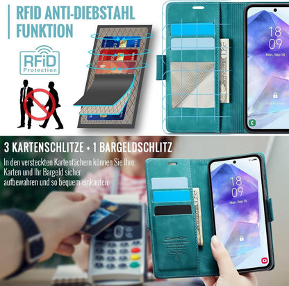 Handyhülle Samsung Galaxy A55 5G Klapphülle RFID Schutz Grün