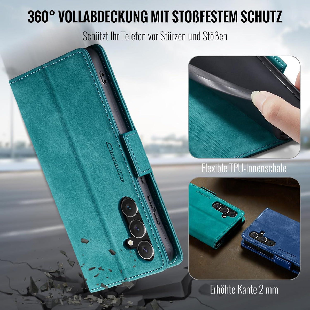 Handyhülle Samsung Galaxy A55 5G Klapphülle RFID Schutz Grün
