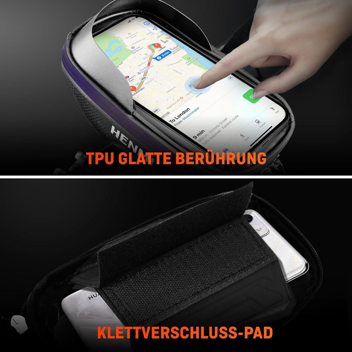 Fahrrad Handytasche wasserdicht IPX5 mit TPU Touchscreen für 7 Zoll Smartphone