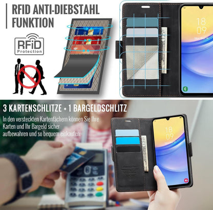 Samsung Galaxy A15 Handyhülle Schutzhülle PU Leder RFID