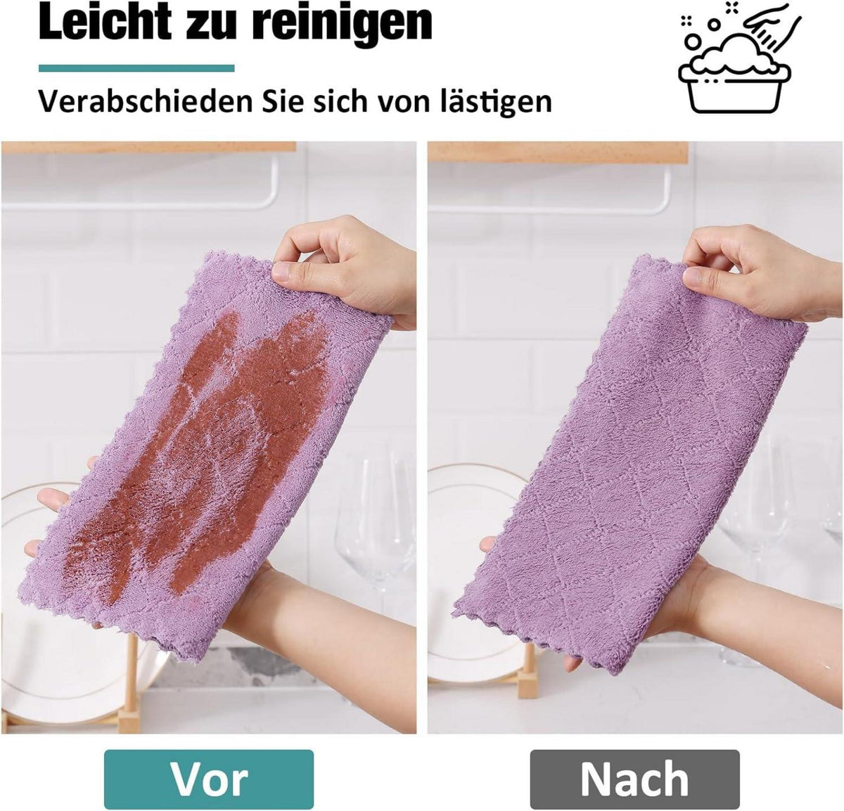 12er Pack Mikrofaser Reinigungstücher 25x50 cm Küchentücher Set