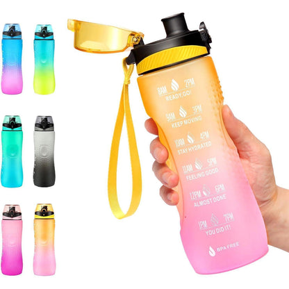 Motivations-Trinkflasche mit Zeitmarkierung, 750 ml, Gelb Rosa