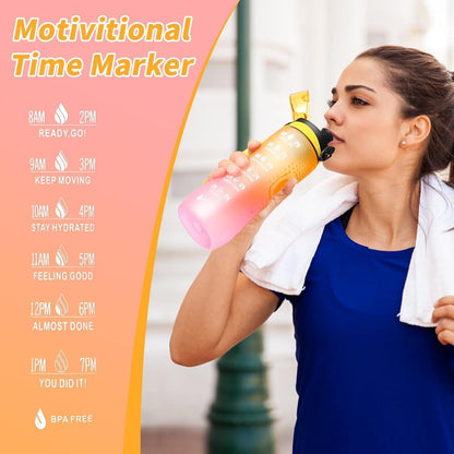 Motivations-Trinkflasche mit Zeitmarkierung, 750 ml, Gelb Rosa