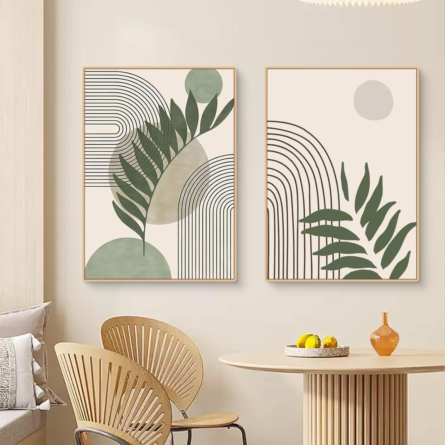 Boho Grüne Pflanze Poster Set Aesthetic Wandbilder Wohnzimmer Schlafzimmer Deko 30x40cm