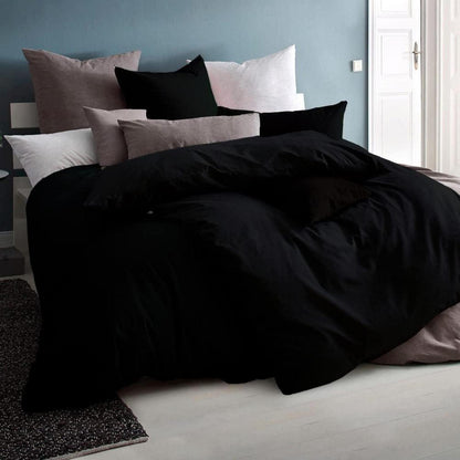 Kissenbezug Set 40x60 Schwarz Mikrofaser Reißverschluss hypoallergen