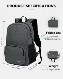 WATERFLY Wanderrucksack 20L: Faltbarer Tagesrucksack Leicht
