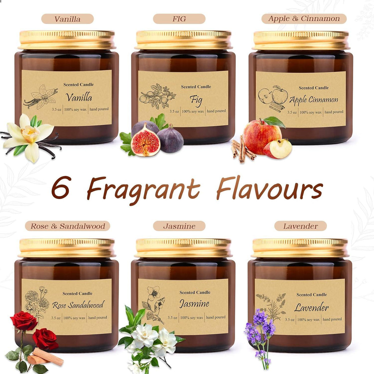 6er Pack Bio Aromatherapie Duftkerzen Geschenkset für Frauen