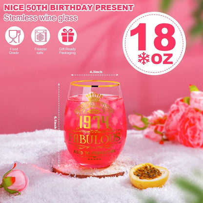 Personalisiertes Gin-Glas-Set zum 50. Geburtstag Frauen