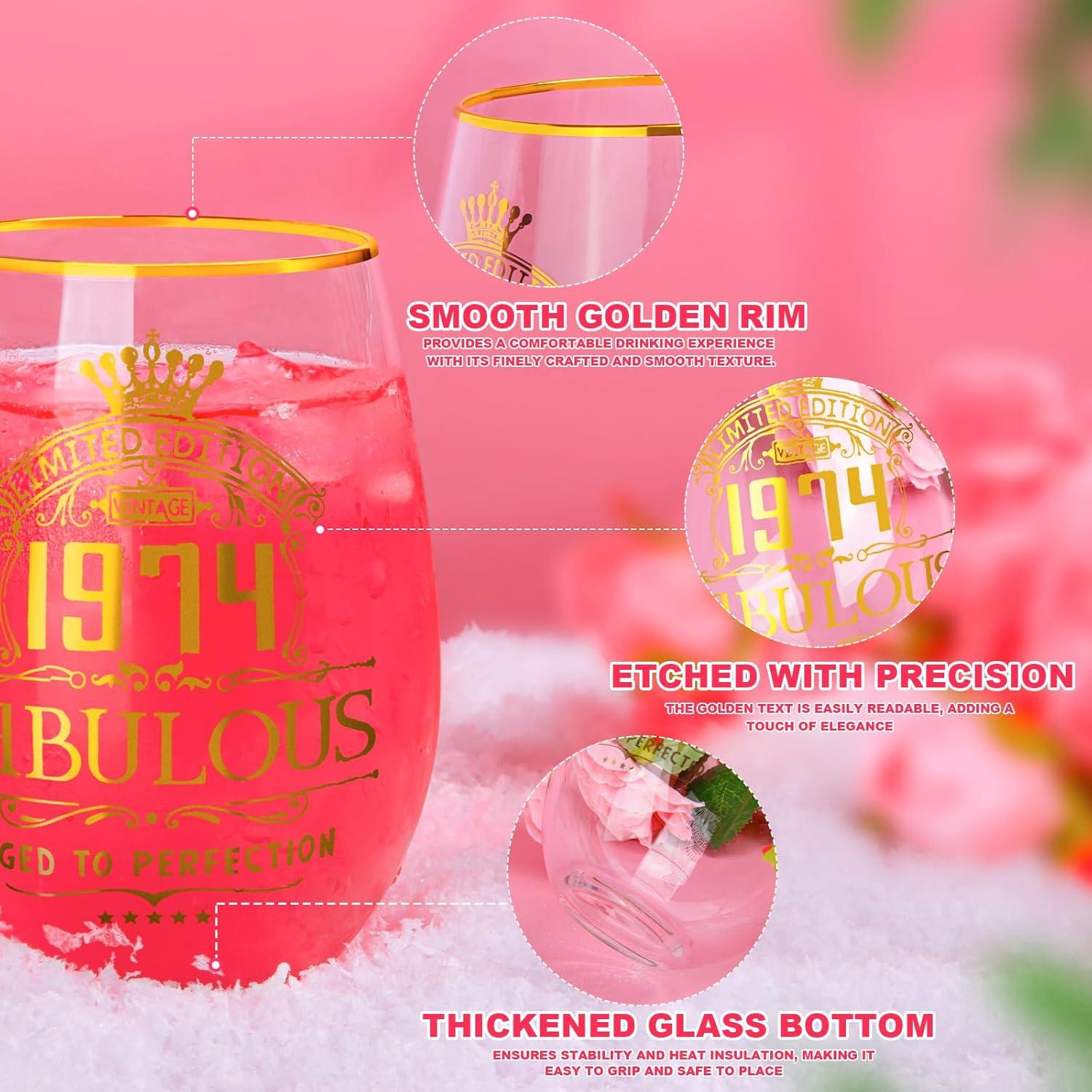 Personalisiertes Gin-Glas-Set mit Weingläsern 50. Geburtstag Frauen