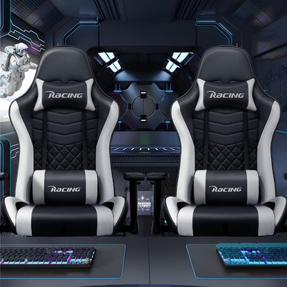 Gaming Stuhl mit Wippfunktion und verstellbarem Lendenkissen