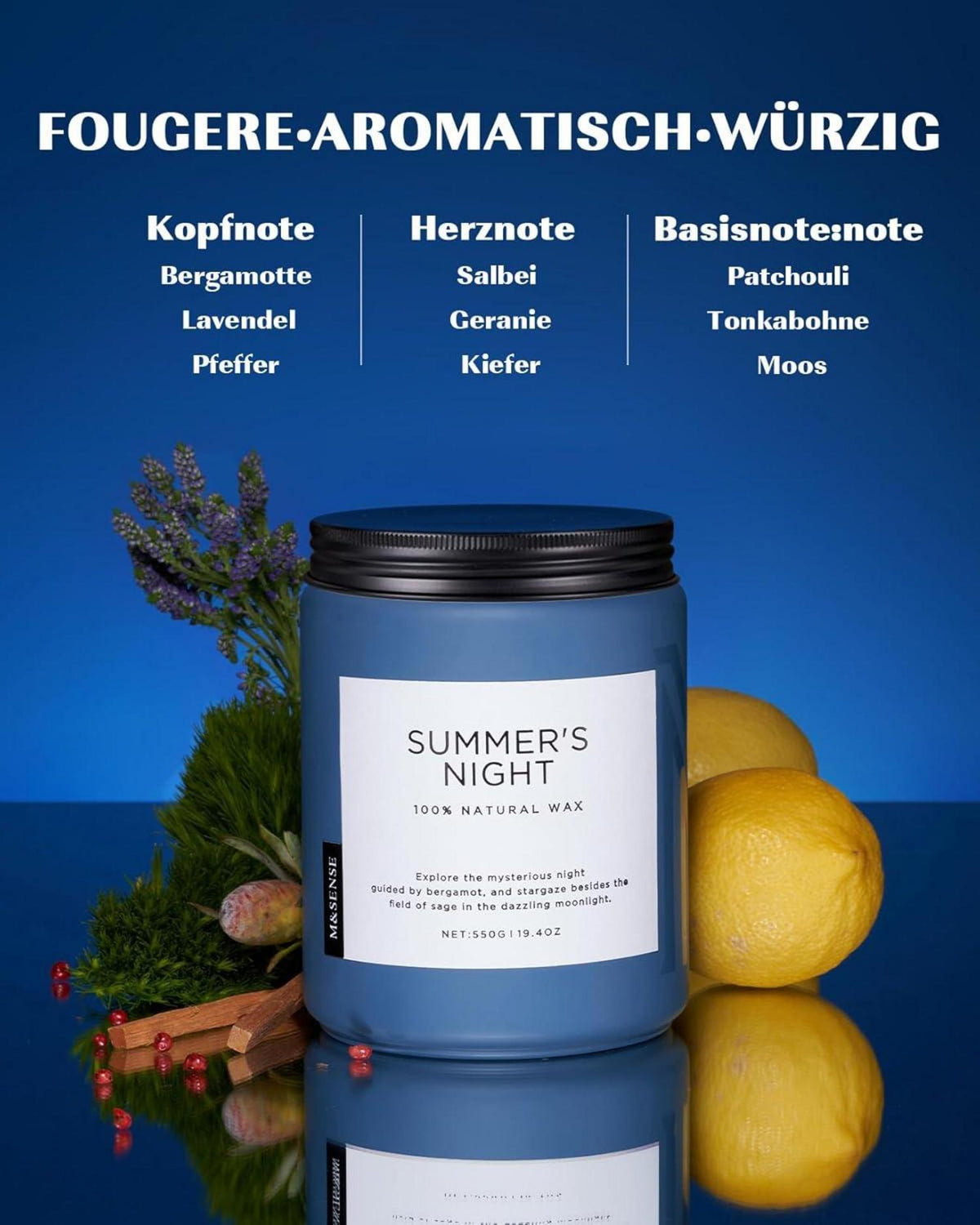 Große Sommernacht Duftkerze im Glas, Natürliche