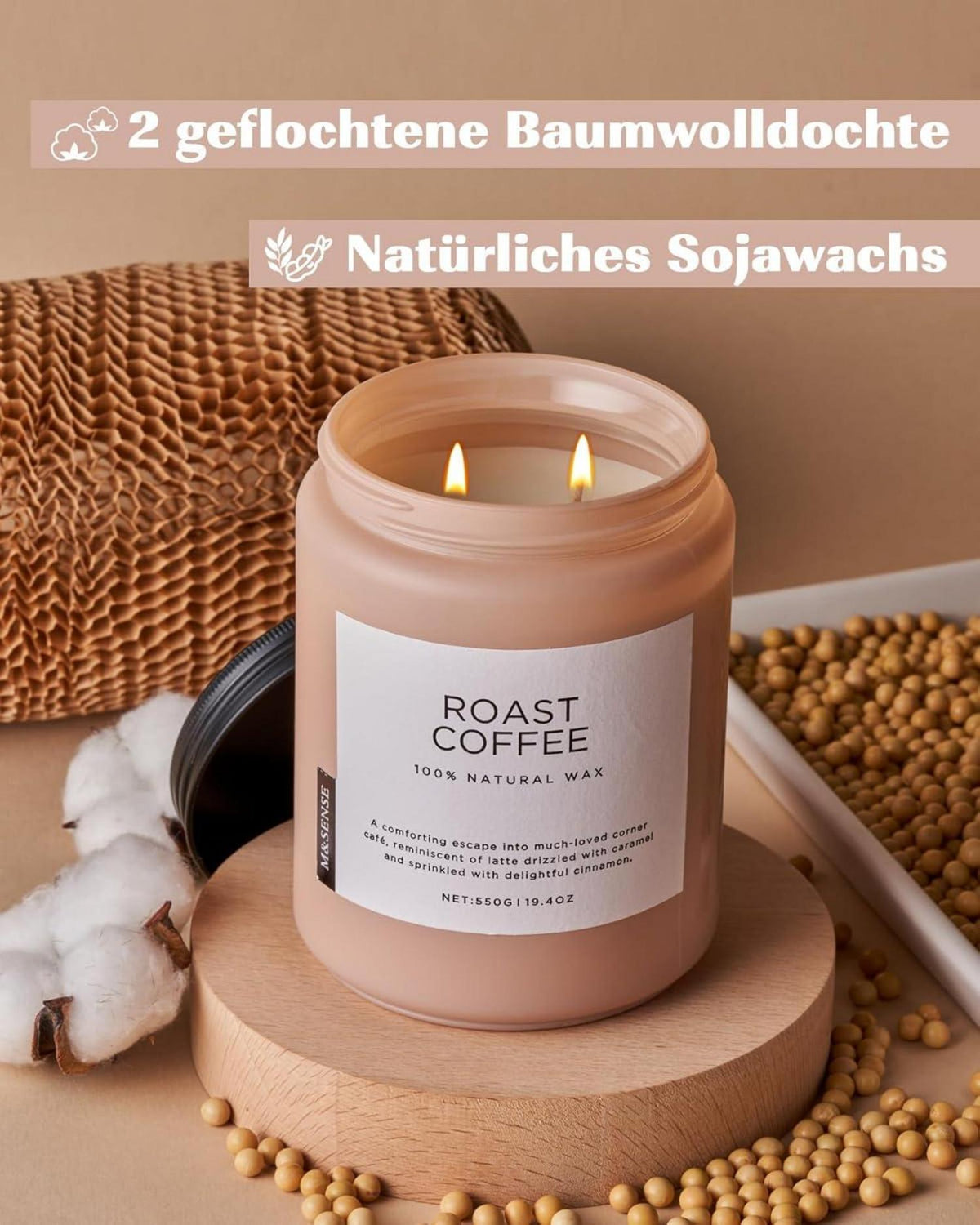 Duftkerzen Kaffee 2 Docht Jar Kerze 550g 110 Stunden Brenndauer